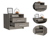 Rowley 2-Drawer 1-Shelf Rectangle Nightstand Light Grey B06280356