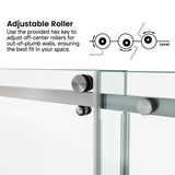 60*76" Fixed & Sliding Shower Door, Square Tube Hardware, Clear Glass Shower Door, 3/8 SGCC 14766289