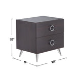 ZUN 2 Drawers MDF Nightstand with Plastic Legs, Espresso B016P253950