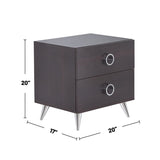 ZUN 2 Drawers MDF Nightstand with Plastic Legs, Espresso B016P253950