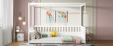 Full Size Canopy Bed Frame with Guardrails for Kids,Floor Bed Full with Four Poster Design,Kids W1858P252840