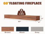 60" Rustic Wood Fireplace Mantel,Wall-Mounted & Floating Shelf for Home Decor 10478702
