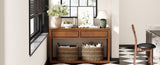 TREXM 55" Console Table, Rustic Wooden Entryway Table with Storage Drawers and Open Shelf, Elegant N715P235096H