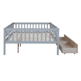 Full Size Daybed Wood Bed with Two Drawers, Gray WF301868AAE