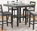 ZUN Classic Dining Room Furniture Gray Finish Counter Height 5pc Set Square Dining Table w Shelves B011119806