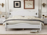 Queen Size Wood Platform Bed Frame,Retro Style Platform Bed with Wooden Slat Support,White WF310132AAK