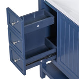 ZUN 36" Bathroom Vanity with Sink Combo, One Cabinet and Three Drawers, Solid Wood and MDF Board, Blue 36929776