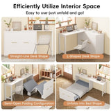 Twin Size Murphy Cabinet Bed with Adjustable Position Desk, Murphy Chest Dresser Bed with Foldable N733P272603K