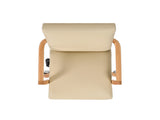 Dumont Modern Farmhouse High Back Executive Home Office Chair, Neutral Cream Beige Leather & Natural B2719P238268