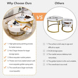 Modern Round Nesting Coffee Table with Drawers in White WF307201AAK