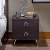 ZUN 2 Drawers MDF Nightstand with Plastic Legs, Espresso B016P253950