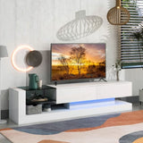 ZUN TV Stand with Two Media Storage Cabinets Modern High Gloss Entertainment Center for 75 Inch TV, 04837135