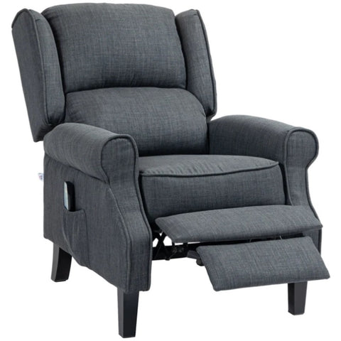 ZUN Charcoal Gray Massage Recliner Chair. Wingback Single Sofa with Vibration Massage, Heat, Push Back 94361002