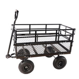 ZUN (Black double fence utility cart) Wagon Cart Garden cart trucks make it easier to transport firewood W22784159