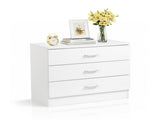 3-Drawer Wide Drawer Cabinet Particleboard Bedside Table with Textured Melamine Finish 12277839