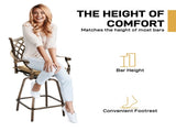 Outdoor Swivel Bar Stools Set of 2, Cast Aluminum Patio Bar Height, All-Weather Bar Dining 06373311