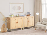 Modern Rattan Shoe Storage Cabinet with Double Doors and Adjustable Shelves, Accent Cabinet for 24395179