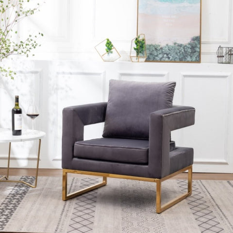 ZUN Lenola Contemporary Upholstered Accent Arm Chair, Gray T2574P164511