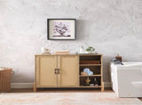 Mid-Century Modern Storage Cabinet with Woven Rattan Doors, Open Shelves & Adjustable Shelves W3151P288913
