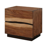 Smokey Walnut and Coffee Bean 2-drawer Nightstand B062P145565