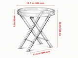 Clear Acrylic Folding Tray Table, Acrylic End Table with Folding X Leg, Side Table for Coffee, 32184723