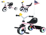 Toddler Tricycle with Rainbow LED Wheels, Foldable 3-in-1 Balance Bike with Carbon Steel Frame, 08127075