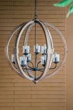 9- Light Globe Chandelier, Wood Chandelier Hanging Light Fixture with Adjustable Chain for Kitchen W2078137923