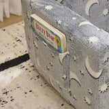 Glow-in-the-Dark Kids Foldable Sofa Bed All-Sponge Single Chaise Lounge Light Grey Star & Moon 41602127