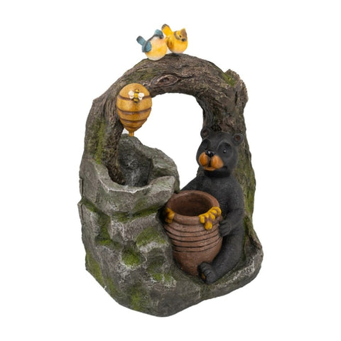 ZUN 18.5x11.8x22.6" Decorative Two-Tiered Water Fountain Woodland Animal Design, Outdoor Fountain W2078P178886