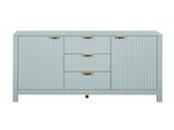 U_STYLE Sideboard with Wave Design - 3 Adjustable Shelves, 3 Drawers & Soft-Close Doors, Storage N711P269066C