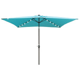 10 x 6.5t Rectangular Patio Solar LED Lighted Outdoor Umbrellas with Crank and Push Button Tilt for W65690317