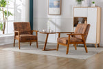 ZUN Accent Chairs Set of 2 with Table, Mid Century Modern Accent Chair, Wood and Fabric Armchairs W153982251