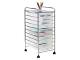 10-Drawer Multi-Color Rolling Craft Cart, Clear/Chrome 05388608