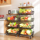 5 Tier Fruit Basket for Kitchen Organizers and Storage, Stackable Metal Wire Basket Stand Cart with 24612789