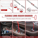 ZUN Stainless steel long distance hook tool Automotive emergency door opening tool set Oval handle Red 83319084