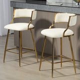(SET of 2) 26'' Counter height bar stools Corduroy kitchen island counter bar stool with back,golden W2215P195291