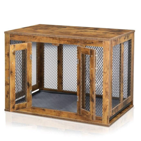 ZUN Furniture Dog Crate with Tray for Medium Dogs, Indoor Aesthetic Puppy Kennel Pet House Dog Cage with 39318532