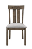 2pc Brown Oak & Gray Fabric Dining Chair Rustic Farmhouse Style Standard Dining Height Upholstered B011P147700