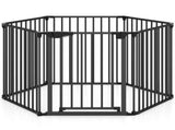 6-Panel Expandable Safety Gate , 270&deg Rotatable Baby/Pet Barrier for Fireplace Stairway 75664819