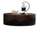 30.31" Round Coffee Table Handcrafted Relief Sturdy Pedestal Wooden Tea Table for Living Room no W3081P357841