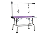 36" Folding Dog Pet Grooming Table Stainless Steel Frame Rubber Mat on Board with Adjustable Arm and 25183616