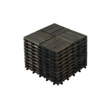 Acacia Wood Interlocking Deck Tiles Checker Pattern, 10PCS 12" x 12" Square Dark Brown Acacia 21276083
