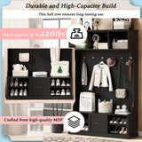 U-Can 57'' Hall Tree with 6 Hooks, Coat Hanger, Entryway Bench, 3-in-1 Design, A Spacious Drawer for N724P264673B