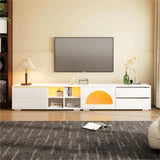 ZUN ON-TREND Modern TV Stand with Fluted Glass Door for TVs Up to 100", Media Console with Sliding Door N721P198932K