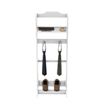 Accent Portable Garment Rack,Clothes Valet Stand with Storage Organizer,White Finish W760P178208