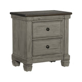 Transitional-Rustic Style Coffee and Antique Gray 2-Drawer Nightstand 1pc Flat Knobs Classic Bedroom B011P240234