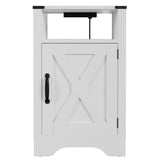 Farmhouse Nightstand Side Table, Wooden Rustic End Table, Tall Bedside Table with Electrical Outlets B082134940