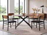 4 Seater Round Dining Table Set with Cross Legs, 1 Table and 4 Chairs, MDF with Melamine Veneer, 26247129