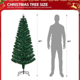 ZUN 6 FT Pre-lit Christmas Tree, Artificial Fiber Optic Christmas Tree with Lighted Top Star and 220 97014483