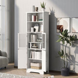 ZUN White Tall Storage Cabinet with Shelves and Doors for Bathroom, Kitchen and Living Room, MDF Board WF295070AAK